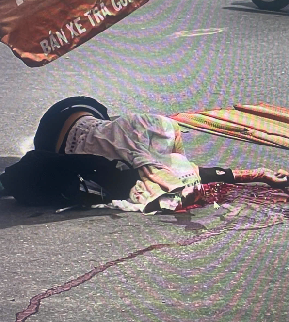 Direct dive under the wheels of the truck