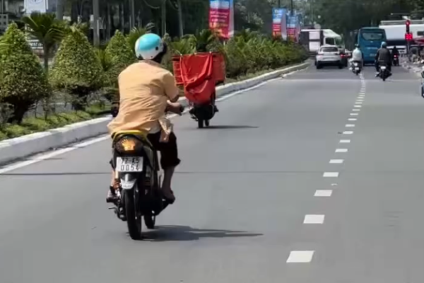 Relaxing on a motorbike