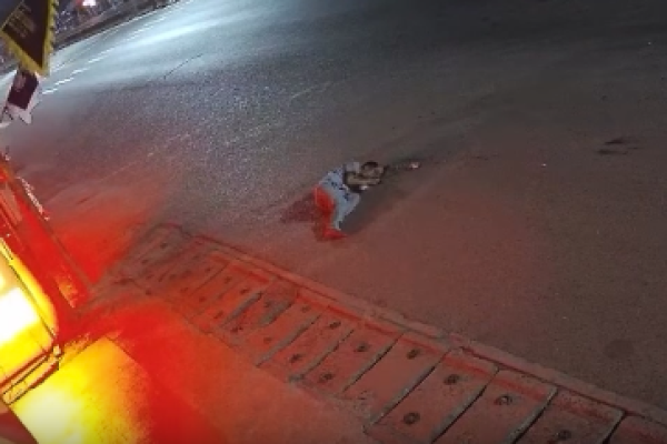 Man jumps onto road before being run over twice