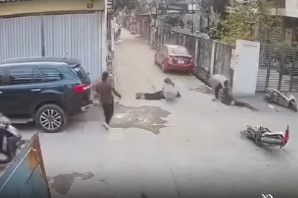 A motorcycle crosses an intersection at full speed