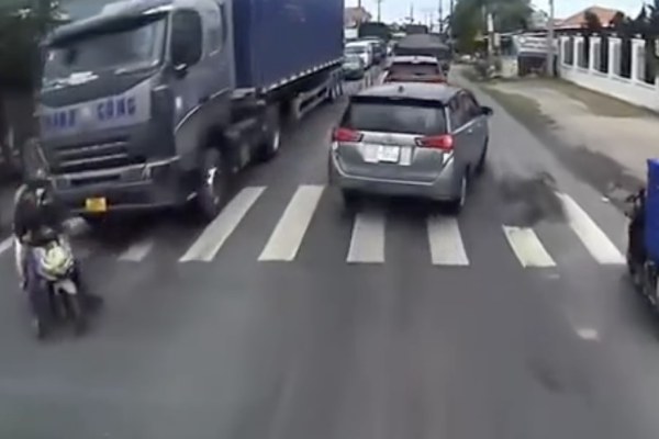 This is why it is better to avoid crossing in front of a truck